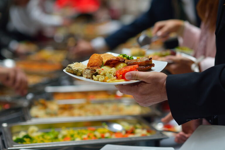 people group catering buffet food indoor in luxury restaurant wi